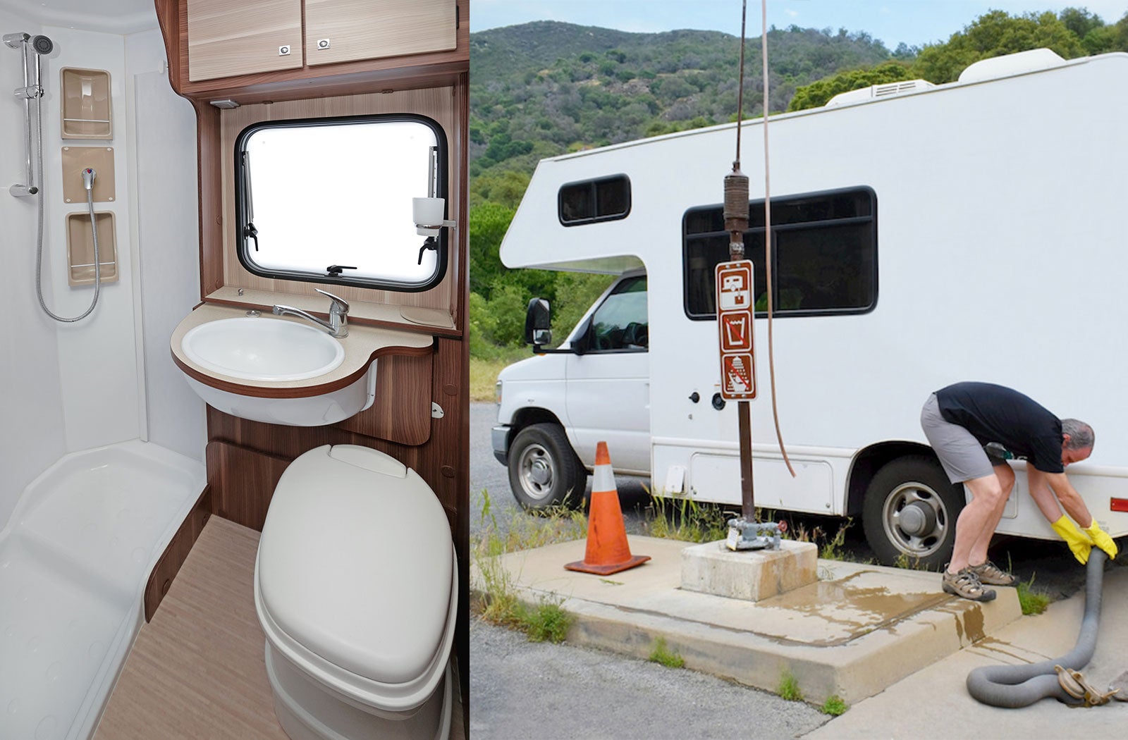 Portable RV/camper toilet and holding tank setup in Eagan, Minnesota